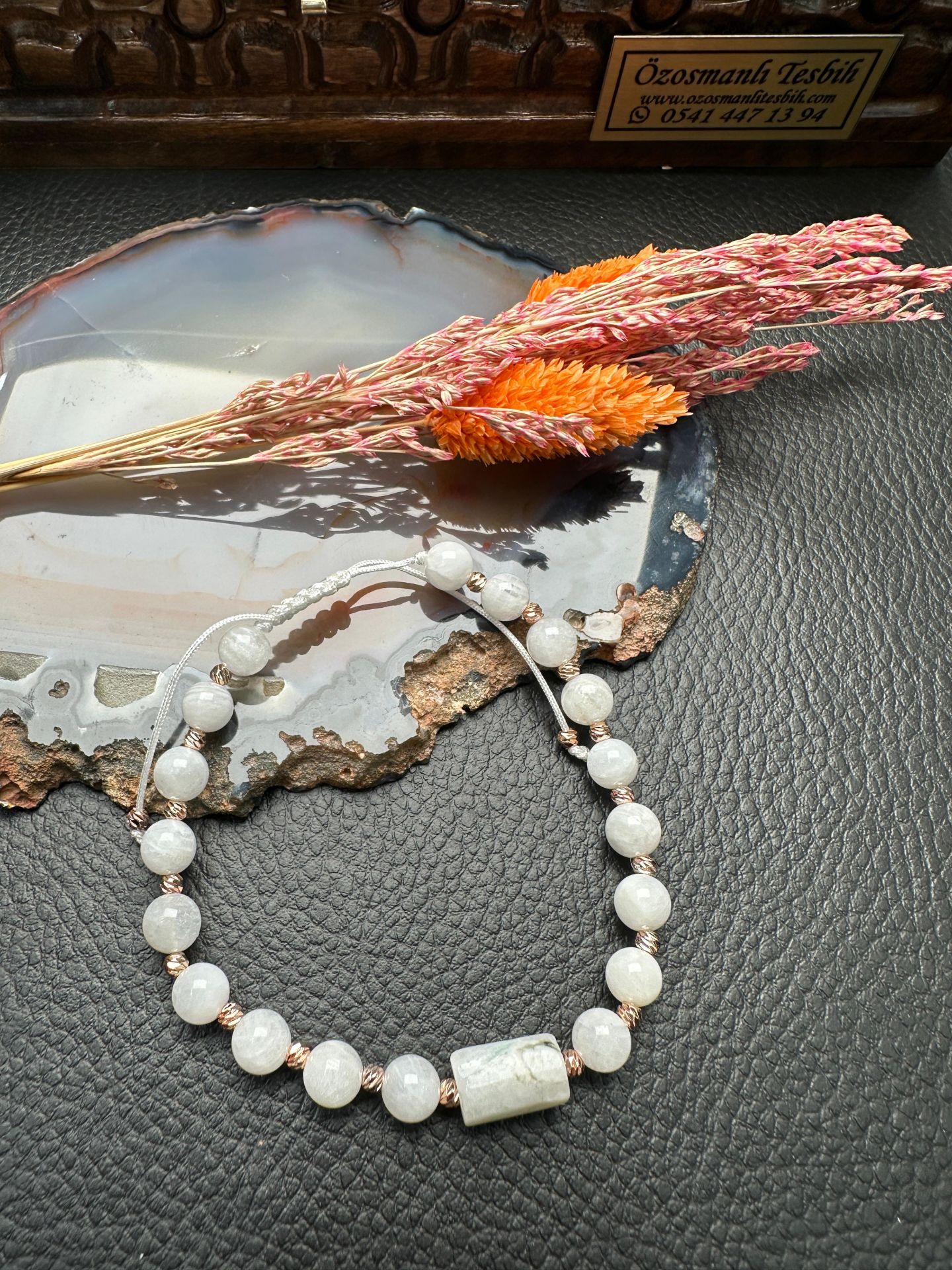 Makrome Örme Aytaşı Doğal Taş Bileklik