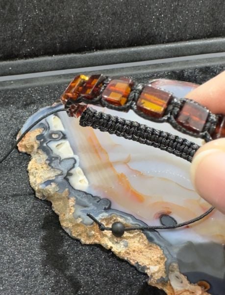 Küp Model Damla Kehribar Bileklik