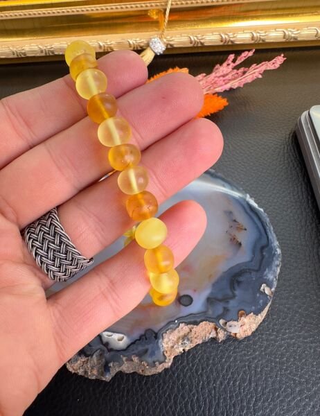 Küre Model Damla Kehribar Bileklik