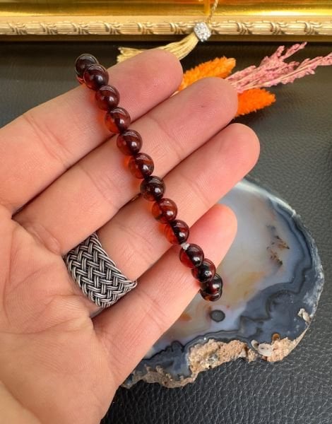 Küre Model Damla Kehribar Bileklik