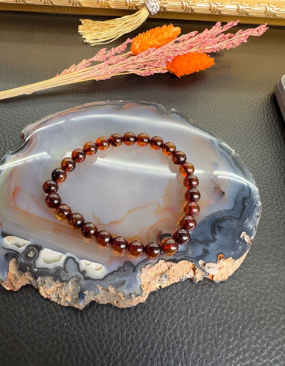 Küre Model Damla Kehribar Bileklik