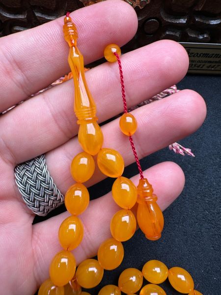 Beyzi Model Eski Osmanlı Sıkma Kehribar Tesbih