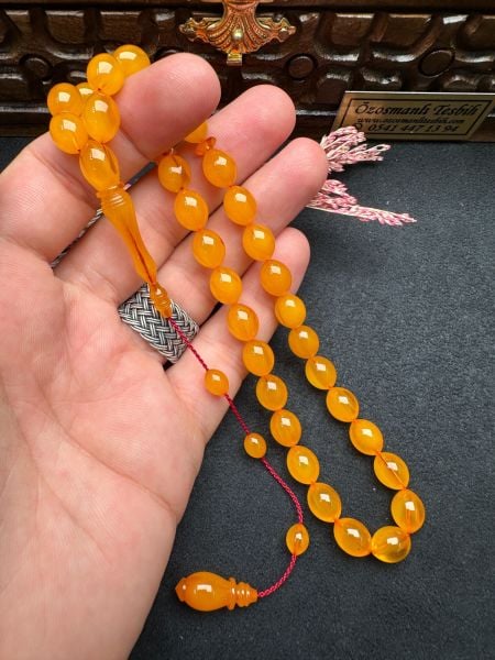 Beyzi Model Eski Osmanlı Sıkma Kehribar Tesbih