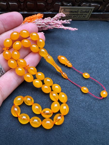 Beyzi Model Eski Osmanlı Sıkma Kehribar Tesbih