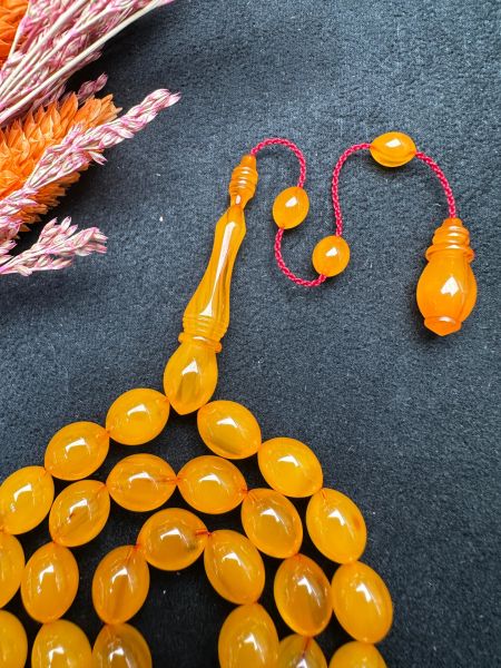 Beyzi Model Eski Osmanlı Sıkma Kehribar Tesbih