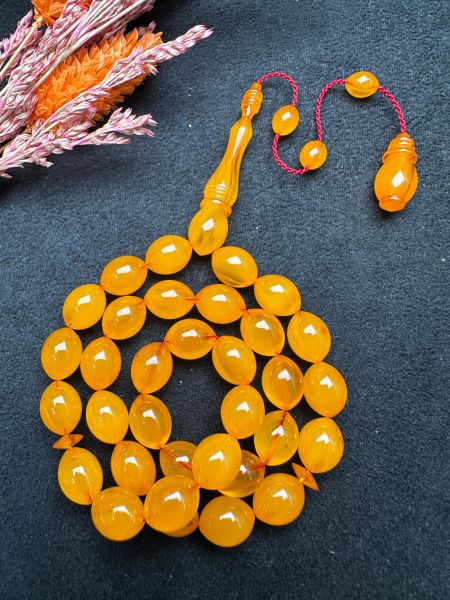 Beyzi Model Eski Osmanlı Sıkma Kehribar Tesbih