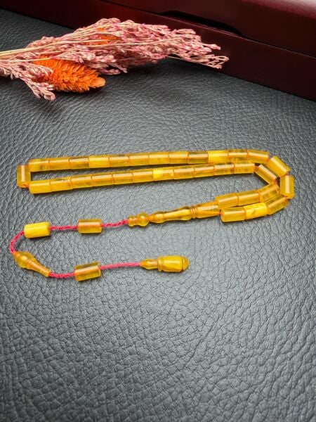 Küçük Boy Kesme Model  Ateş Kehribar Tesbih