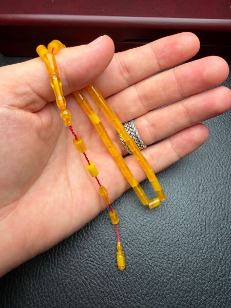 Küçük Boy Kesme Model  Ateş Kehribar Tesbih