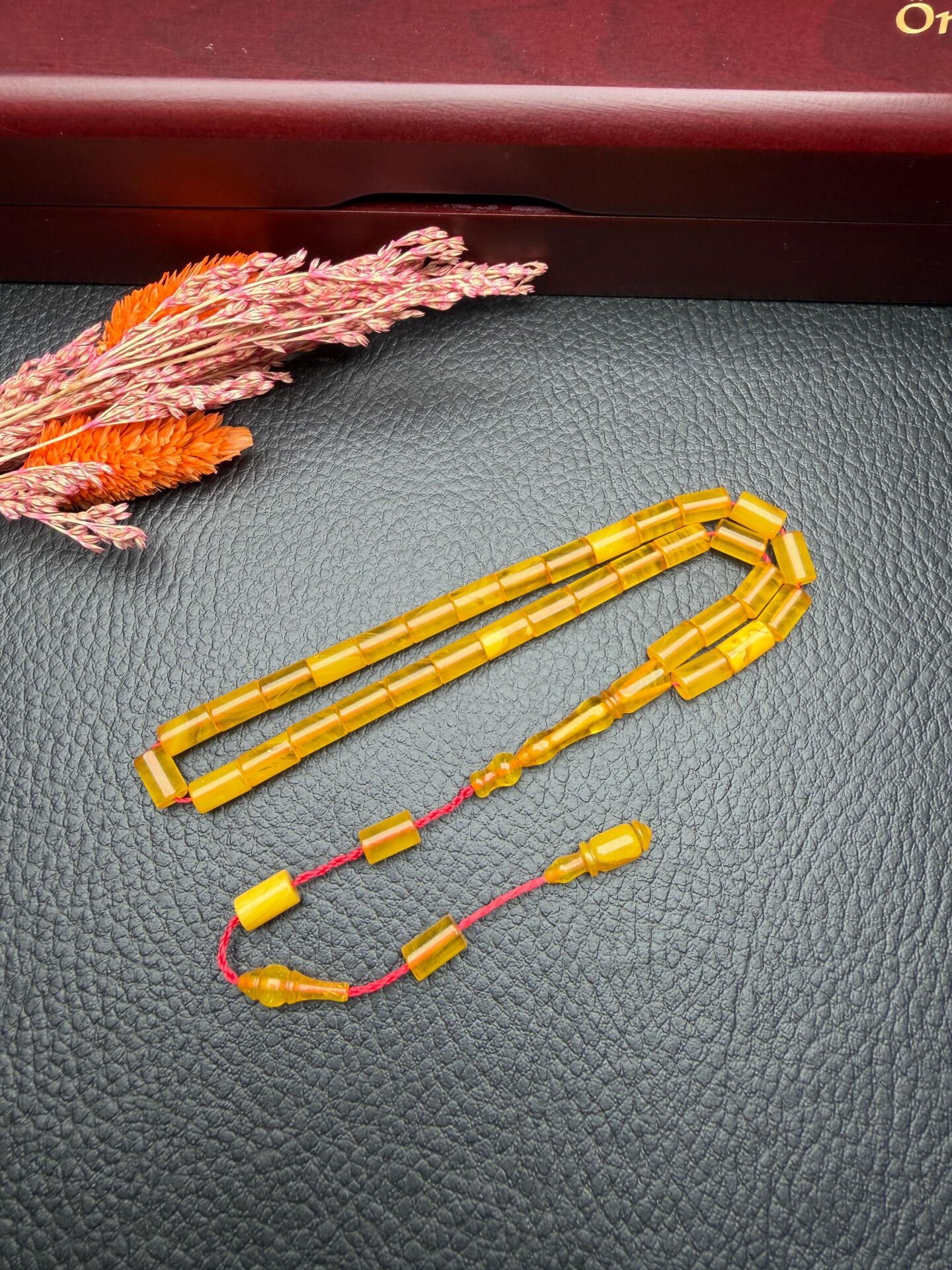 Küçük Boy Kesme Model  Ateş Kehribar Tesbih