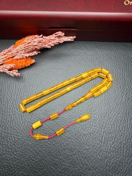 Küçük Boy Kesme Model  Ateş Kehribar Tesbih