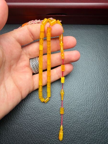 Küçük Boy Kesme Model  Ateş Kehribar Tesbih