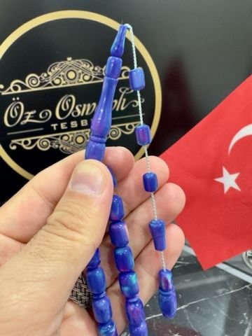 Kapsül Model Mavi Renk Opal Doğal Taş Tesbih