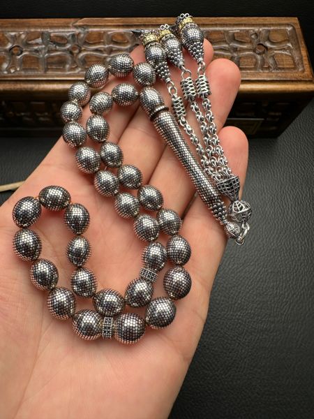 Beyzi  Model Gümüş İşlemeli Kuka Tesbih