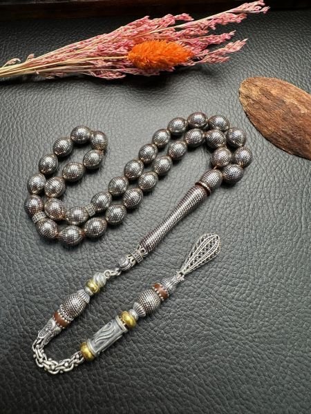 Beyzi  Model Gümüş İşlemeli Kuka Tesbih