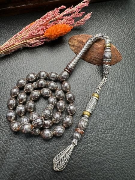 Beyzi  Model Gümüş İşlemeli Kuka Tesbih