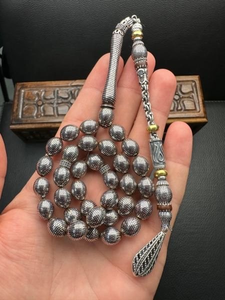 Beyzi  Model Gümüş İşlemeli Kuka Tesbih