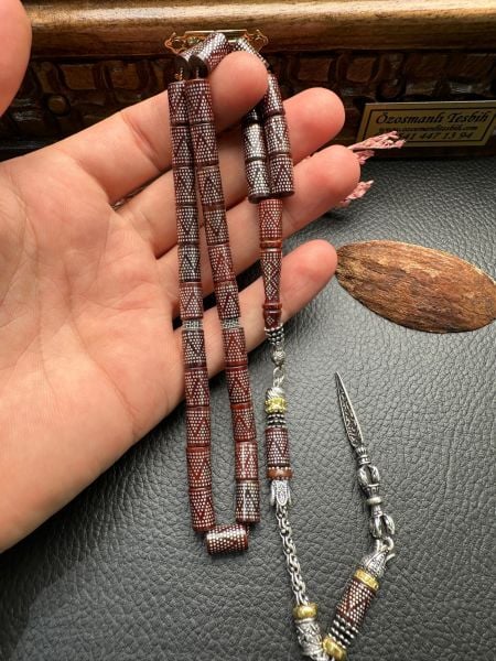 Kesme Model Gümüş İşlemeli Kuka Tesbih