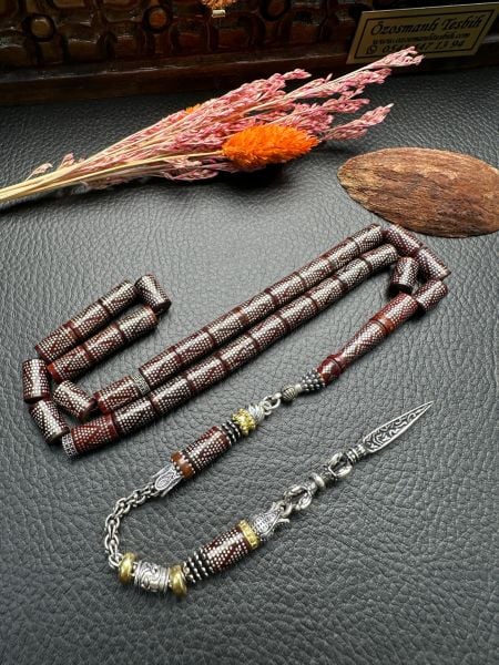 Kesme Model Gümüş İşlemeli Kuka Tesbih