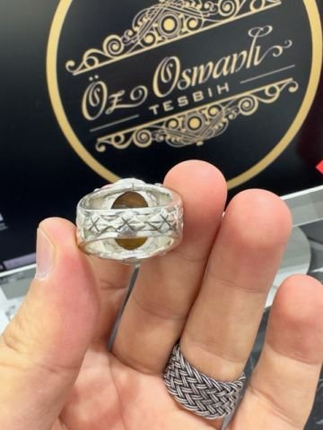 Kaplan Gözü 925 Ayar Gümüş Erkek Yüzük