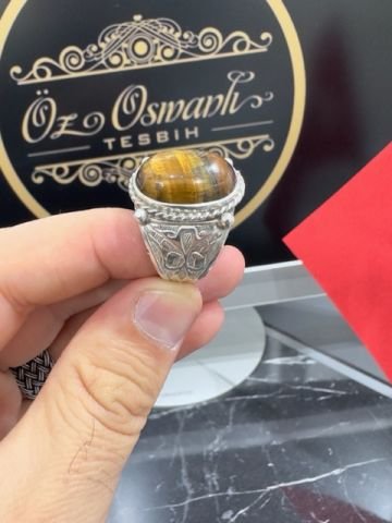 Kaplan Gözü 925 Ayar Gümüş Erkek Yüzük