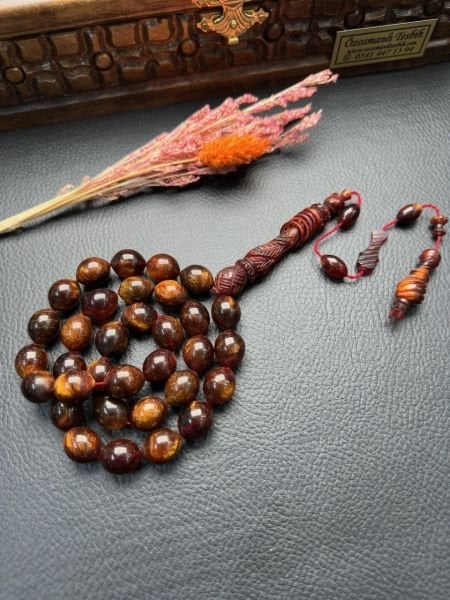 Simli Sıkma Kehribar Tesbih