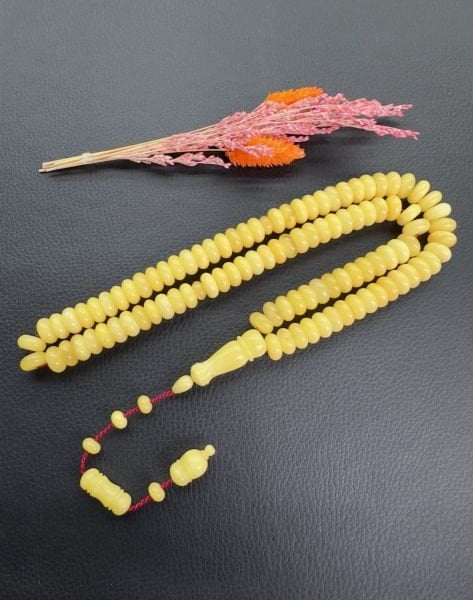 99’luk Basık Model Tek Kaya Baltık Damla Kehribar Tesbih