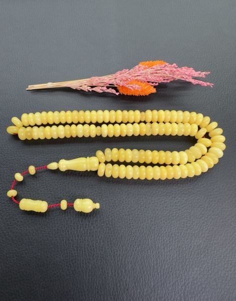 99’luk Basık Model Tek Kaya Baltık Damla Kehribar Tesbih