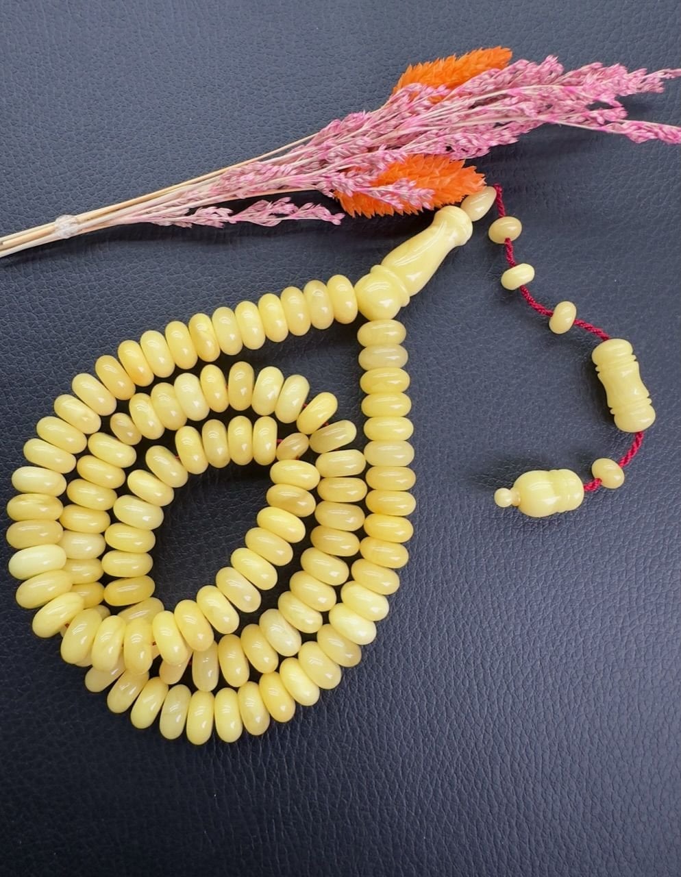 99’luk Basık Model Tek Kaya Baltık Damla Kehribar Tesbih