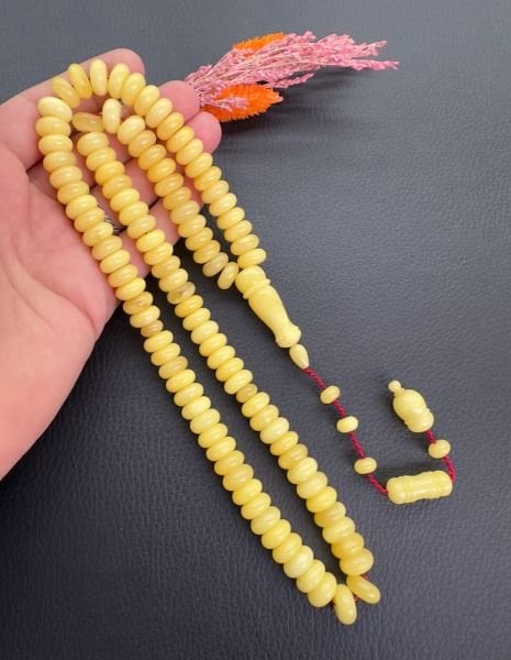 99’luk Basık Model Tek Kaya Baltık Damla Kehribar Tesbih