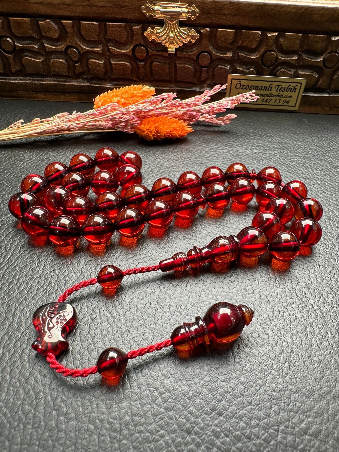 Armudi Model Eski Osmanlı Ateş Kehribar Tesbih