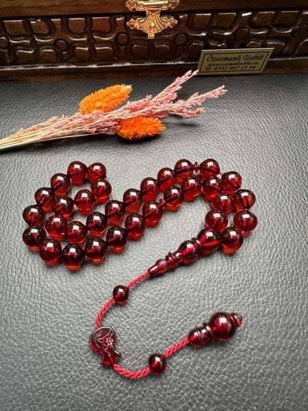 Armudi Model Eski Osmanlı Ateş Kehribar Tesbih