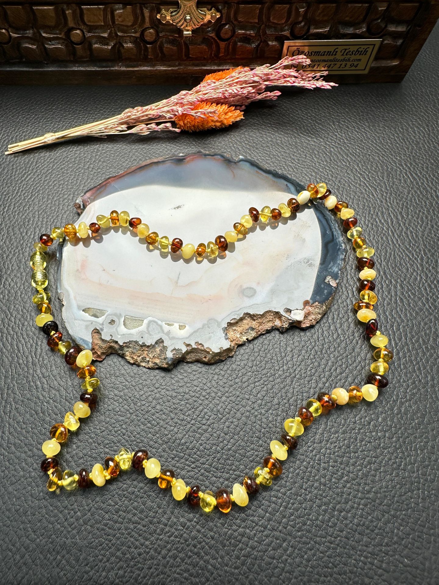 Damla Kehribar Yetişkin Kolye