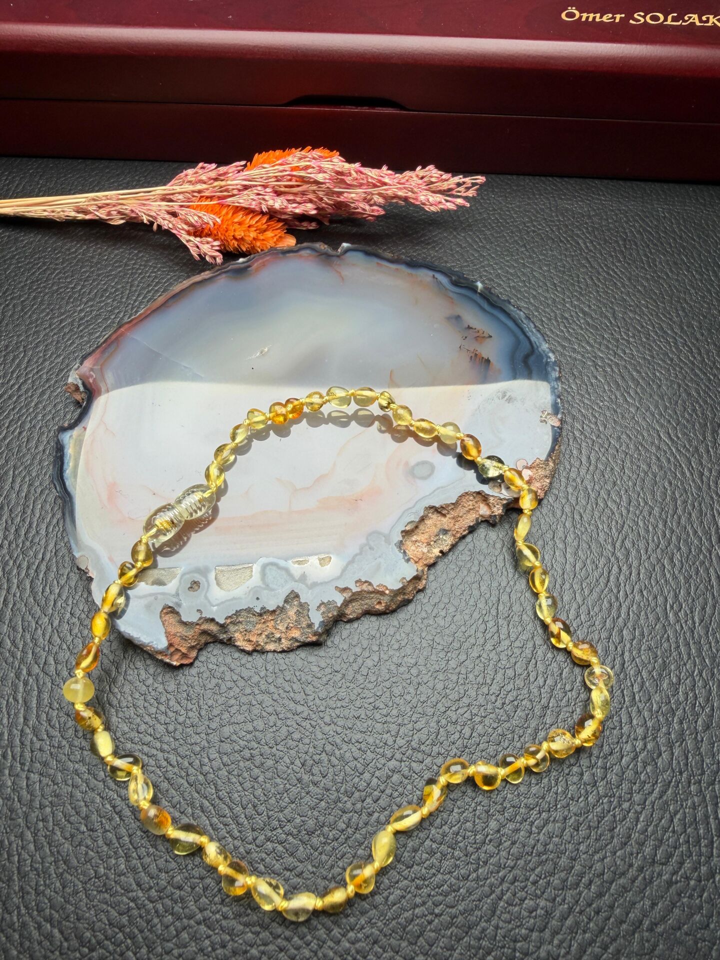 Damla Kehribar Bebek Diş Kolyesi