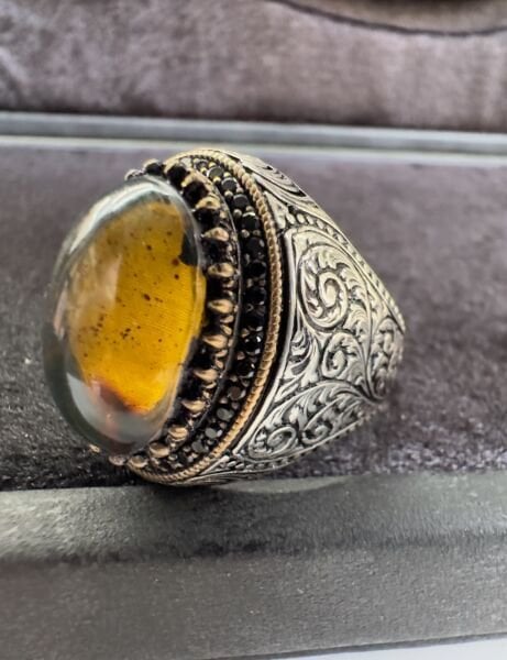 Dominik Taşlı Özel Tasarım 925 Ayar Gümüş Erkek Yüzük