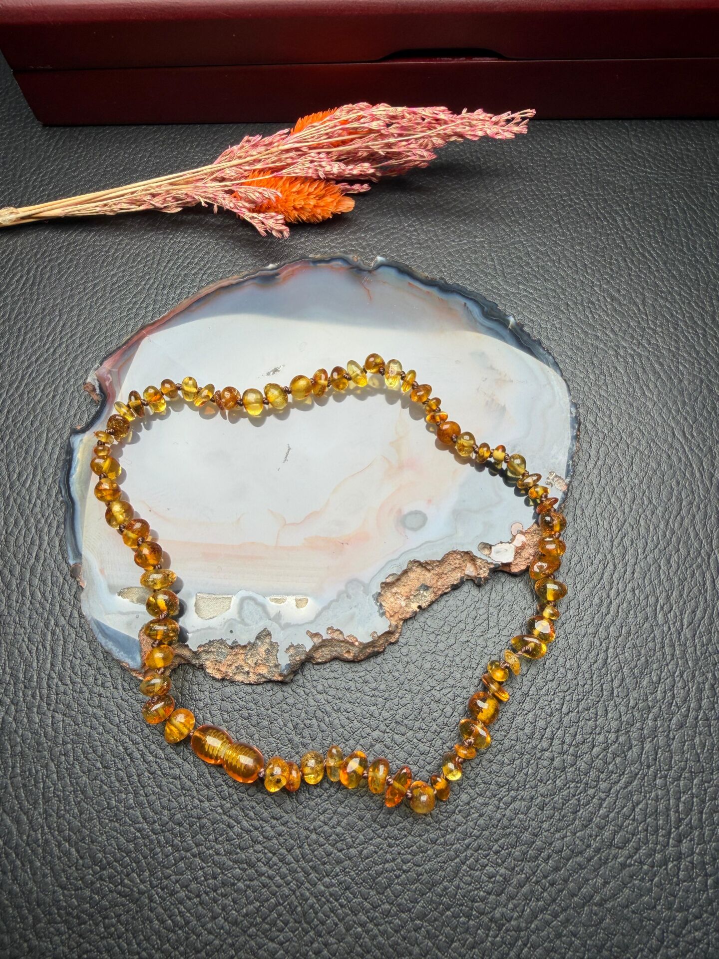 Damla Kehribar Bebek Diş Kolyesi