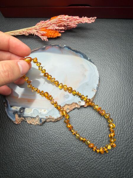 Damla Kehribar Bebek Diş Kolyesi