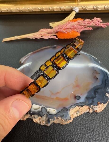 Rolex Küp Model Damla Kehribar Yetişkin Bileklik