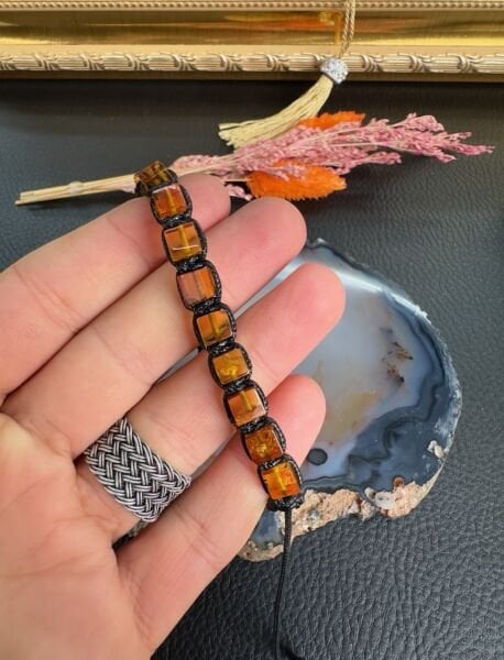 Rolex Küp Model Damla Kehribar Yetişkin Bileklik