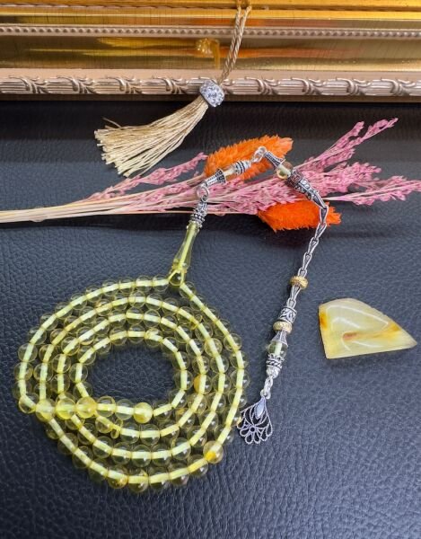 Küre Model Şeffaf 99'luk Rus Kaya Damla Kehribar Tesbih