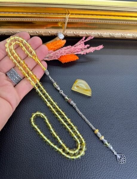 Küre Model Şeffaf 99'luk Rus Kaya Damla Kehribar Tesbih