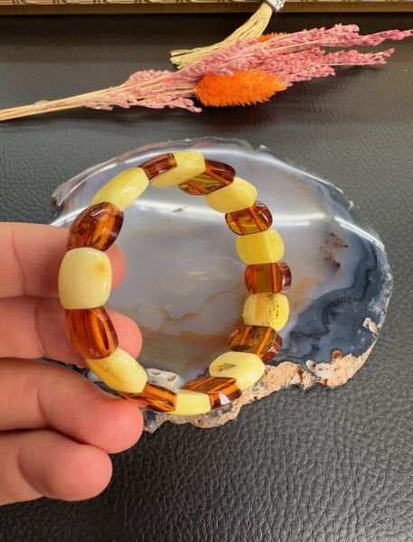 Rolex Model Damla Kehribar Yetişkin Bileklik