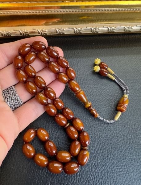 Badem Model Sıkma Kehribar Tesbih