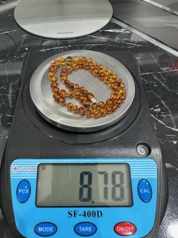Küre Model Turuncu Damla Kehribar Kolye