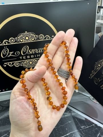 Küre Model Turuncu Damla Kehribar Kolye