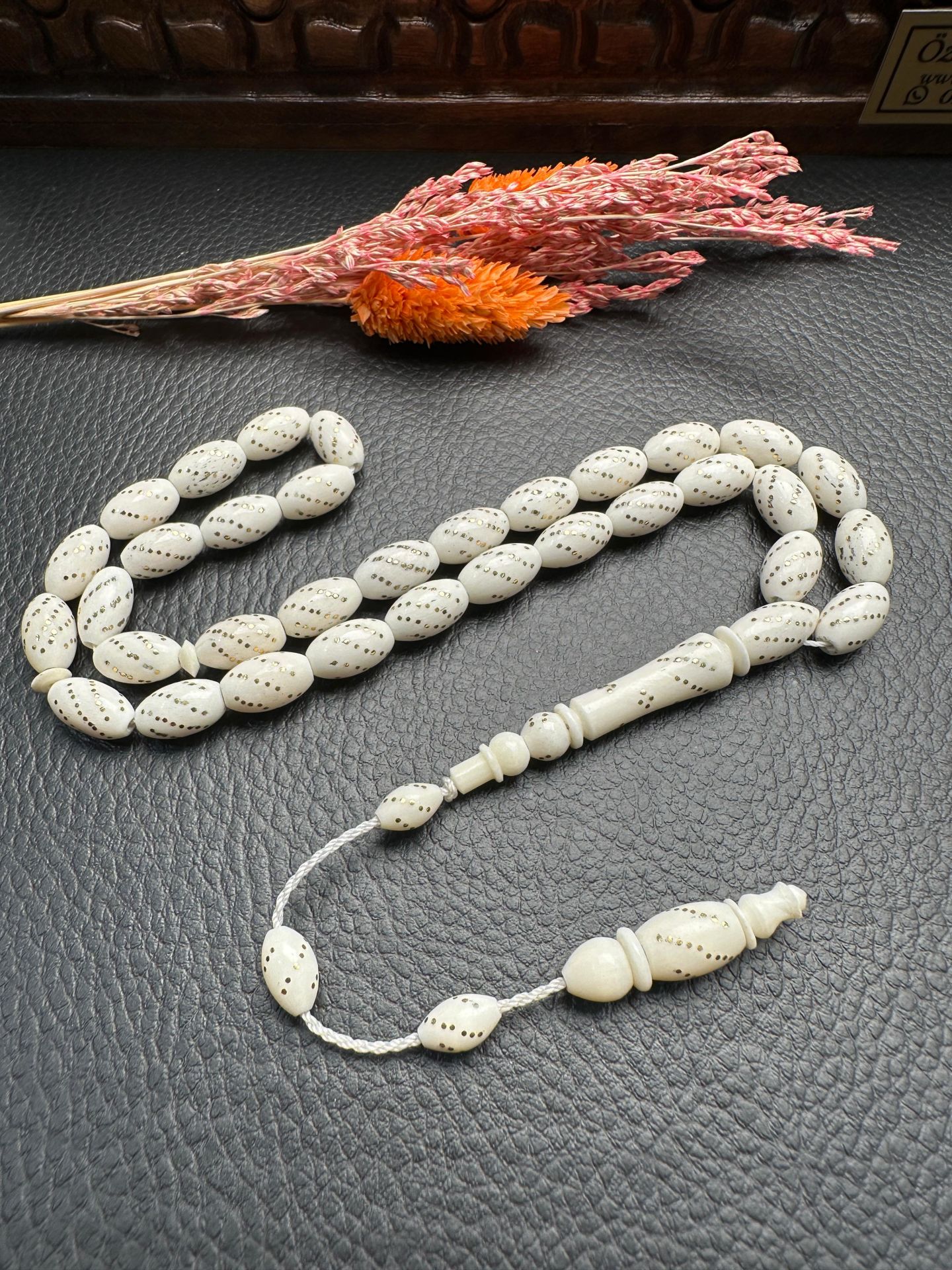 Badem Model Pirinç Çakım Deve Kemiği Tesbih