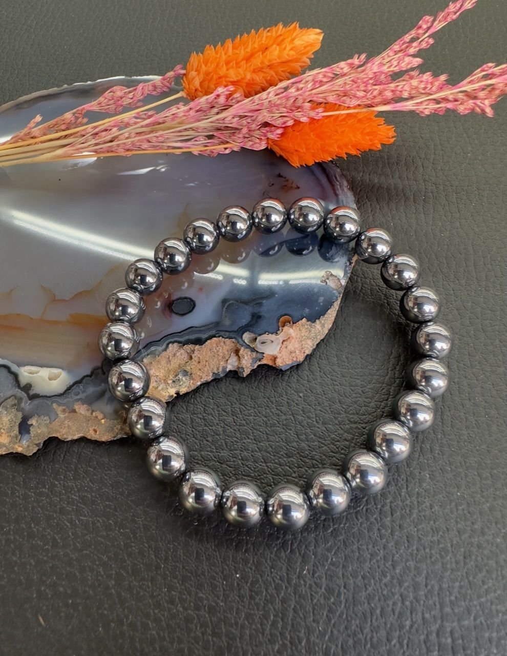 Hematit Taşı Küre Model Doğal Taş Bileklik