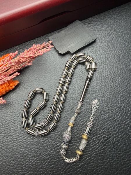 Kapsül Model Gümüş Yarma İşlemeli Erzurum Oltutaşı Tesbih