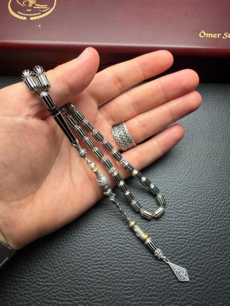 Kapsül Model Gümüş Yarma İşlemeli Erzurum Oltutaşı Tesbih