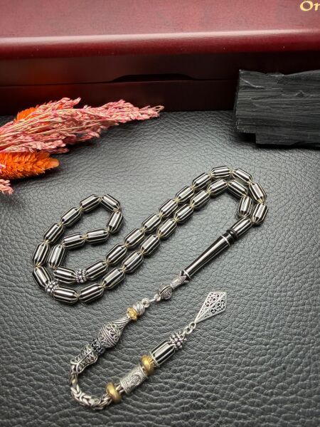 Kapsül Model Gümüş Yarma İşlemeli Erzurum Oltutaşı Tesbih