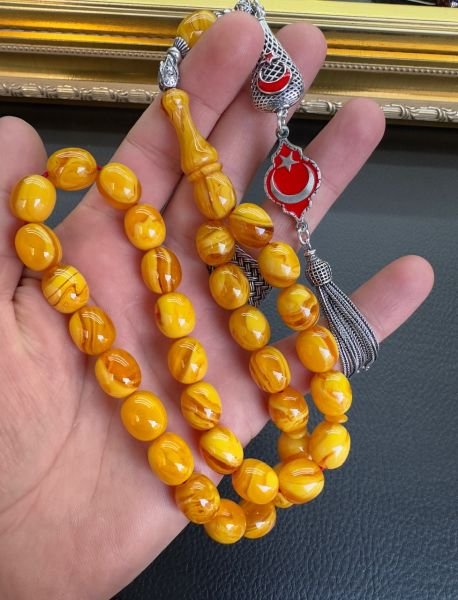 Yakup Kara Badem Model Sıkma Kehribar Tesbih